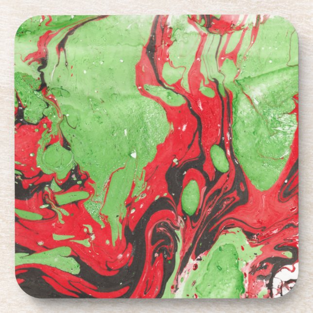 Dessous-de-verre Red Green Abstrait moderne Modèle tendance (Devant)