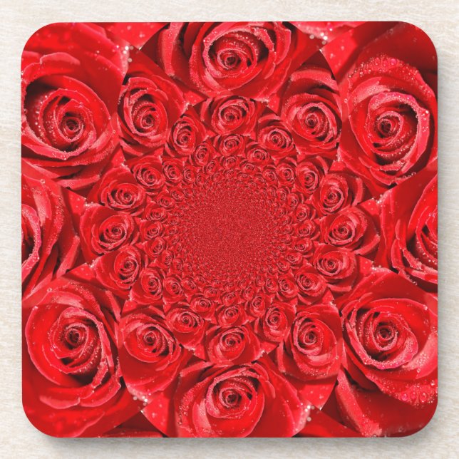 Dessous-de-verre Red Roses Kaleidoscope : Art Heureuse Sainte-Valen (Devant)