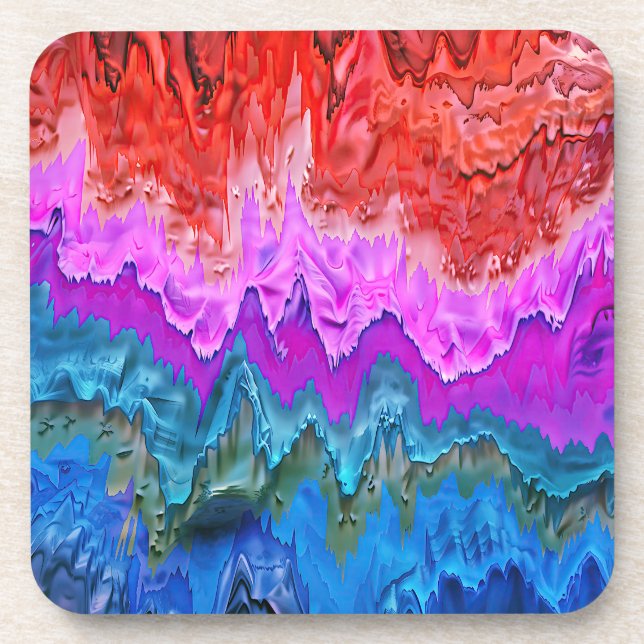 Dessous-de-verre "Réflexion rayonnante" Art Abstrait coloré (Devant)