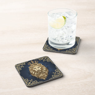 Dessous-de-verre Regal Lion Design - Marine Blue & Gold Luxury Deco