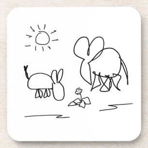 Dessous-de-verre regard d'âne et d'éléphant à une fleur