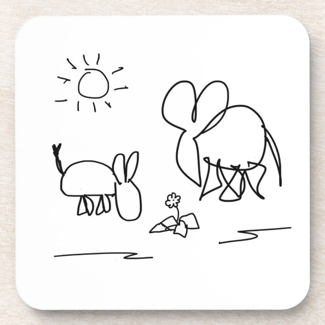 Dessous-de-verre regard d'âne et d'éléphant à une fleur (Devant)