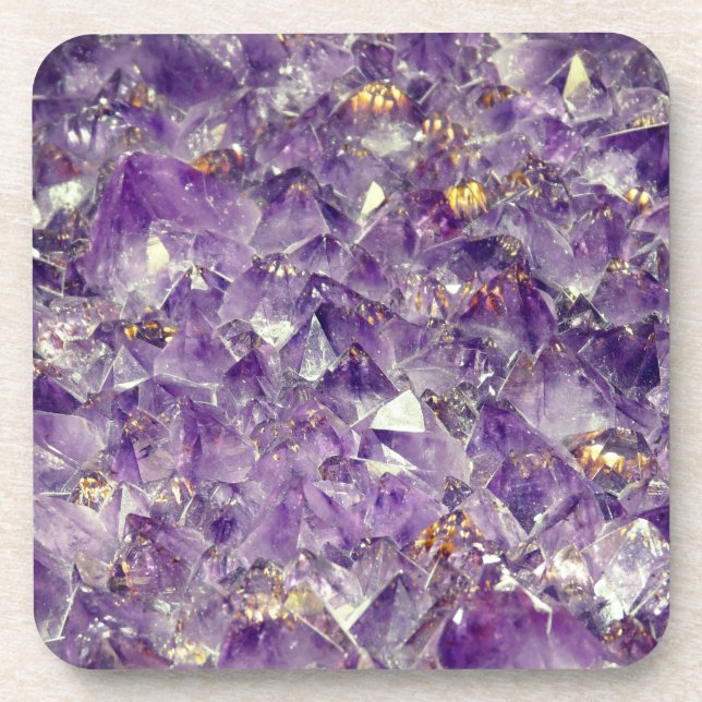 Dessous-de-verre Regard en pierre de cristal d'améthyste pourpre (Devant)
