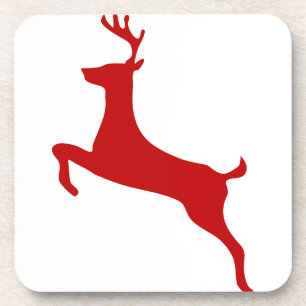 Dessous-de-verre Reindeder Jump Noël Rouge Silhouette Souris
