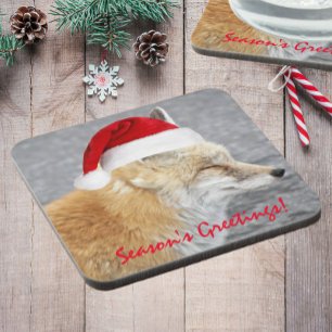 Dessous-de-verre Renard Rouge Sleepy Portant Red Santa Hat Holiday