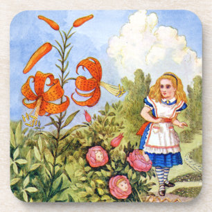 Dessous-de-verre Rencontres d'Alice parlant des fleurs au pays des
