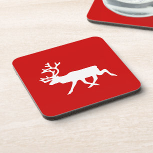 Dessous-de-verre Rennes blanches / Silhouette caribou