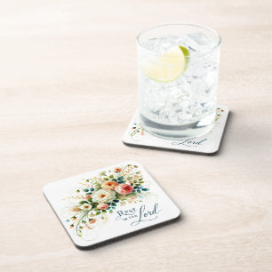 Dessous-de-verre Reposez dans le Seigneur floral
