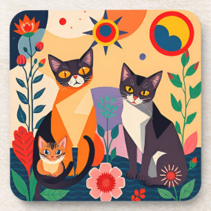 Dessous-de-verre Représentation Artistique Abstraite de Chats