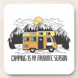 Dessous-de-verre Retraite en camping-car à la montagne