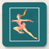 Retro Image of A Figure Skater In A Pink Outfit