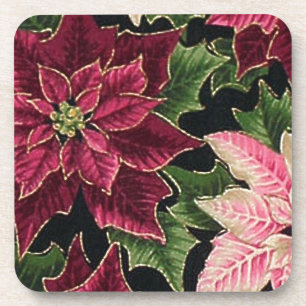 Dessous-de-verre Rétro les années 50 Poinsettia Bourgogne rose