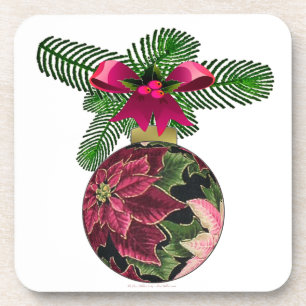Dessous-de-verre Retro les années 50 Poinsettia Ornement Bourgogne