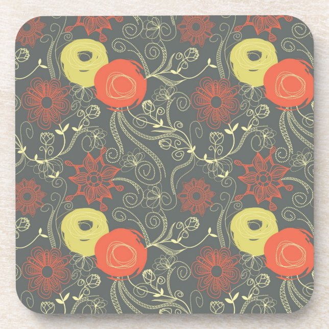 Dessous-de-verre Rétro motif floral (Devant)