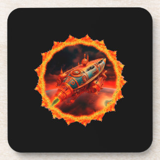 Dessous-de-verre Retro Steampunk Moon Rocket