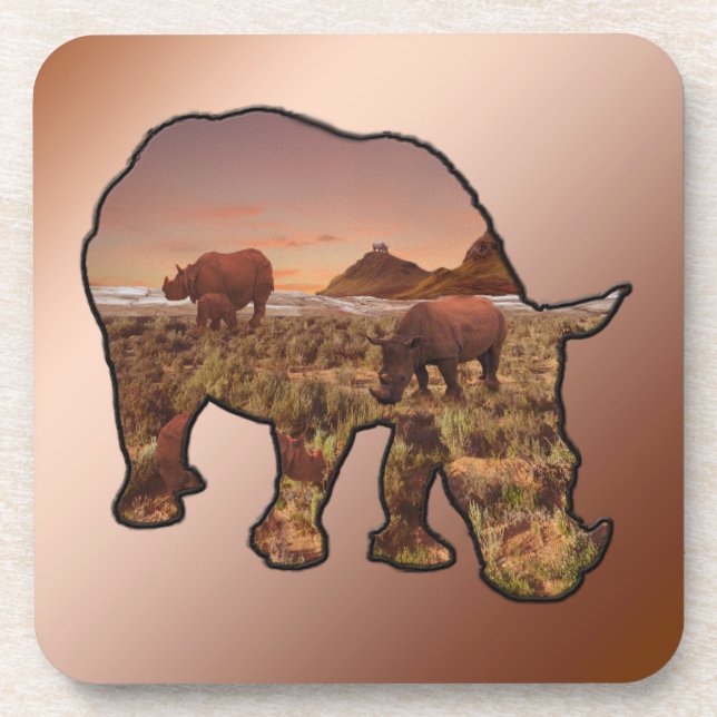 Dessous-de-verre Rhinos Dans La Vallée, (Devant)