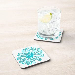 Dessous-de-verre Robin Egg Blue Daisy Print, Hippie Flowers Motif