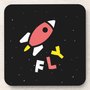 Dessous-de-verre Rocket - Rouge & Jaune Pop Art Abstrait. FLY!