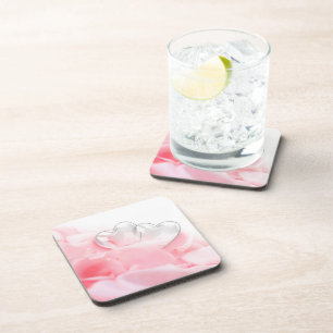 Dessous-de-verre Romantic Glass Hearts Rose Petals