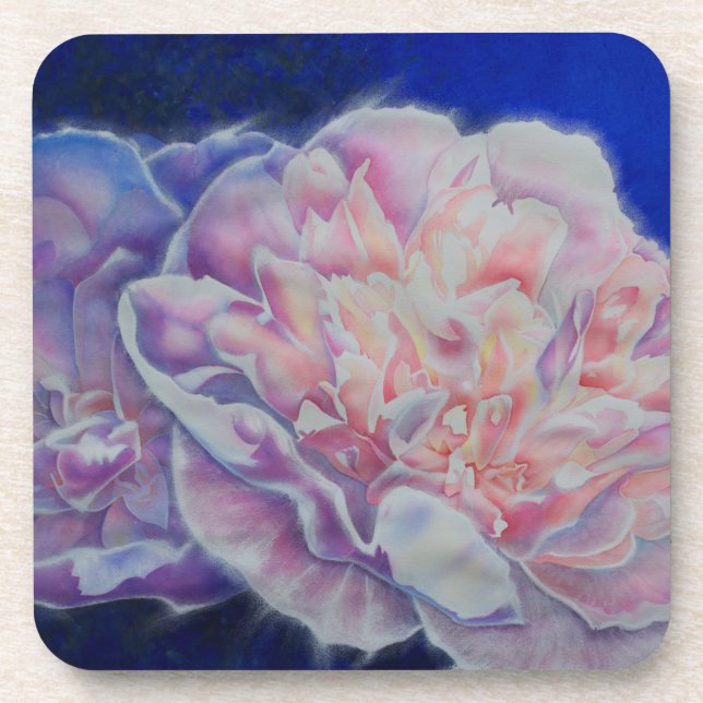 Dessous-de-verre Romantique élégante couleur rose blanc pastel (Devant)