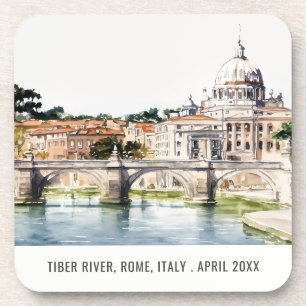Dessous-de-verre Rome Italie Tibre Rivière Aquarelle Italienne Voya