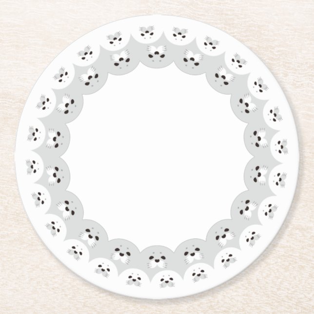 DESSOUS DE VERRE ROND ぐるっとあにまる「カワイイアザラシ親子」 (Devant)