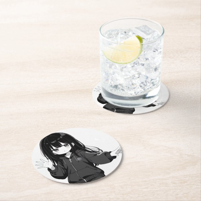 DESSOUS DE VERRE ROND じとめ堂のコースター (En situation)