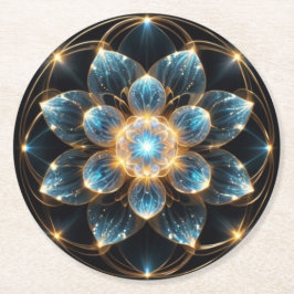 DESSOUS DE VERRE ROND 輝く青い花（曼陀羅）