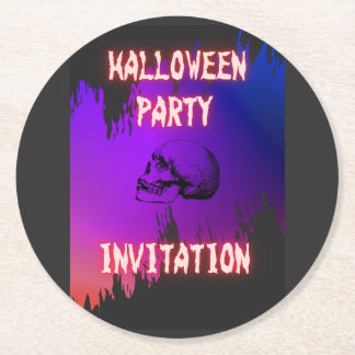 DESSOUS DE VERRE ROND 骸骨イラストのハロウィンパーティー用