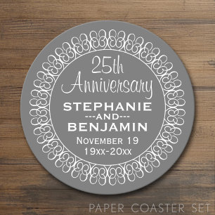 Dessous De Verre Rond 25e anniversaire du Mariage Personnalisé