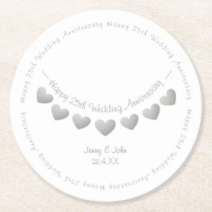 Dessous De Verre Rond 25e anniversaire mariage d'argent