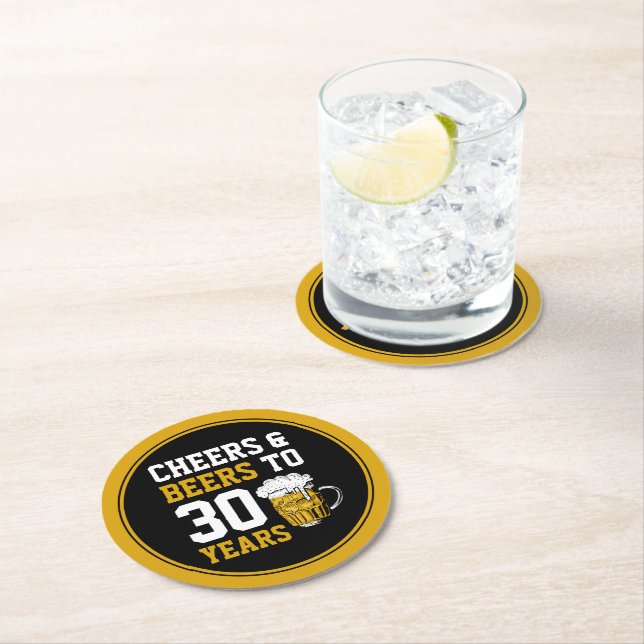 Dessous De Verre Rond 30e anniversaire Cheers & Bières à 30 ans (En situation)