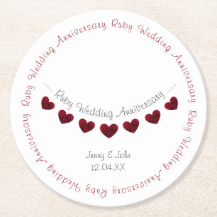 Dessous De Verre Rond 40e anniversaire du mariage de Ruby