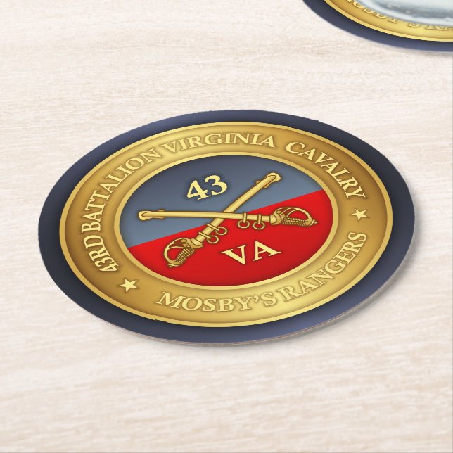 Dessous De Verre Rond 43e Bataillon, Virginia Cavalry (Mosby's Rangers) (Incliné)