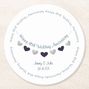 Dessous De Verre Rond 45e saphir mariage anniversaire bunting