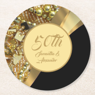 Dessous De Verre Rond 50e anniversaire de mariage d'or