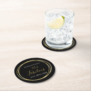 Dessous De Verre Rond 50e fête d'anniversaire 50 et Fabulous Black Gold