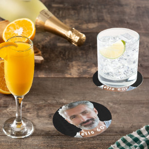 Dessous De Verre Rond 60e anniversaire photo personnalisée bonjour homme