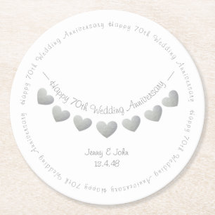 Dessous De Verre Rond 70e anniversaire du mariage de platine