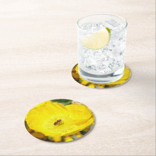 Dessous De Verre Rond Abeille baignée de jaune