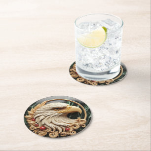 Dessous De Verre Rond Aigle chauve majestueux encastré