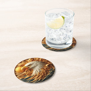 Dessous De Verre Rond Aigle majestueux saisissant une balle