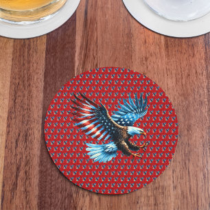 Dessous De Verre Rond Aigle Patriotique Américain Rouge Blanc Bleu