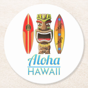 Dessous De Verre Rond Aloha Hawaï Tiki hawaïen surfant