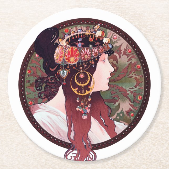 Dessous De Verre Rond Alphonse Mucha (Devant)