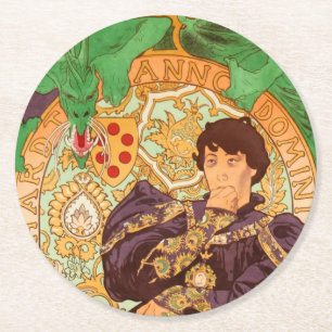 Dessous De Verre Rond Alphonse Mucha Prince et Dragon