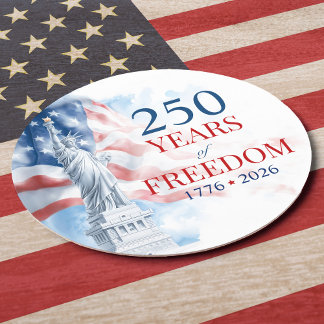 Dessous De Verre Rond America's Semiquincentennial 250 Years Freedom