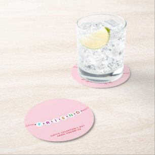 Dessous De Verre Rond Ami mignon bracelet d'amitié rose Valentine