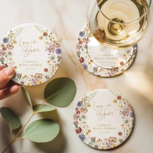 Dessous De Verre Rond Amour de Fleur Sauvage en Fleur Mariage