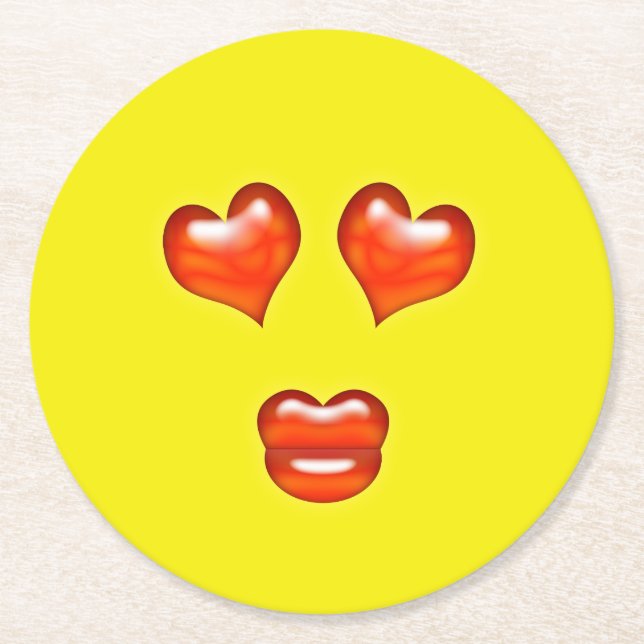 Dessous De Verre Rond Amour Emoji (Devant)